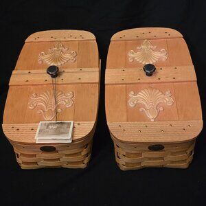 Rare Vtg Petersboro Basket Company Made in USA Lidded Vegetable Slanted Basket 2